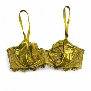 Victoria's Secret Gold Velvet and Lace Bra